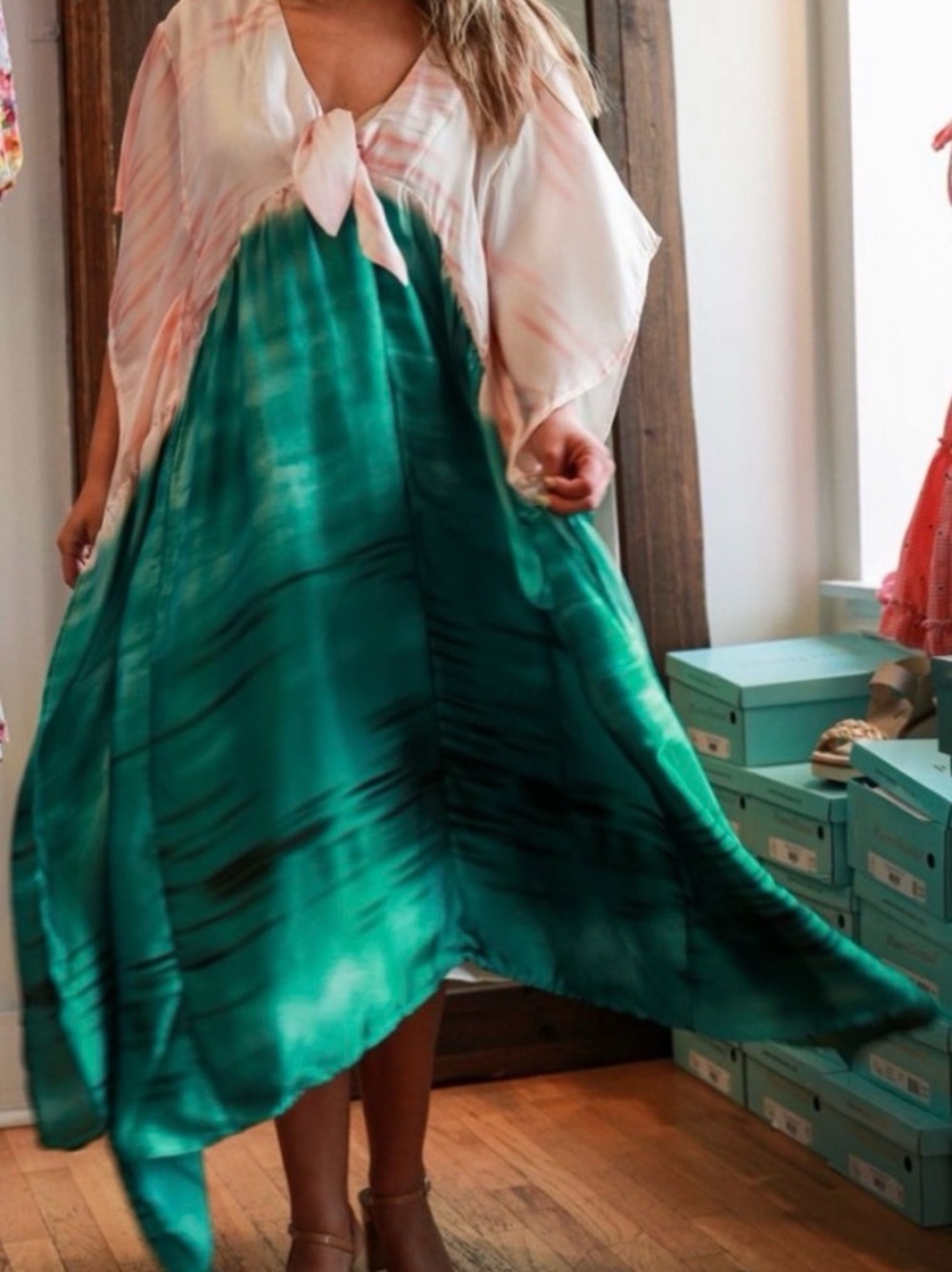 BuddyLove Mamie Caftan Maxi Dress - Everglade - M/L / Green / Abstract